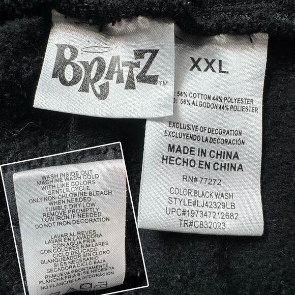 BRATZ Graphic Jogger Sweatpants 2XL Black Wash Drawstring Y2k Whimsigoth Retro - Picture 8 of 12
